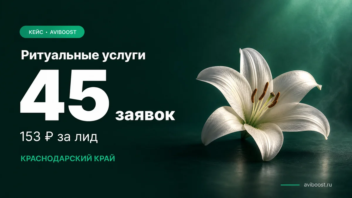 Ритуальные услуги — 45 заявок по 153₽, Краснодарский край